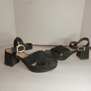 Zara black suede platform sandals size 37